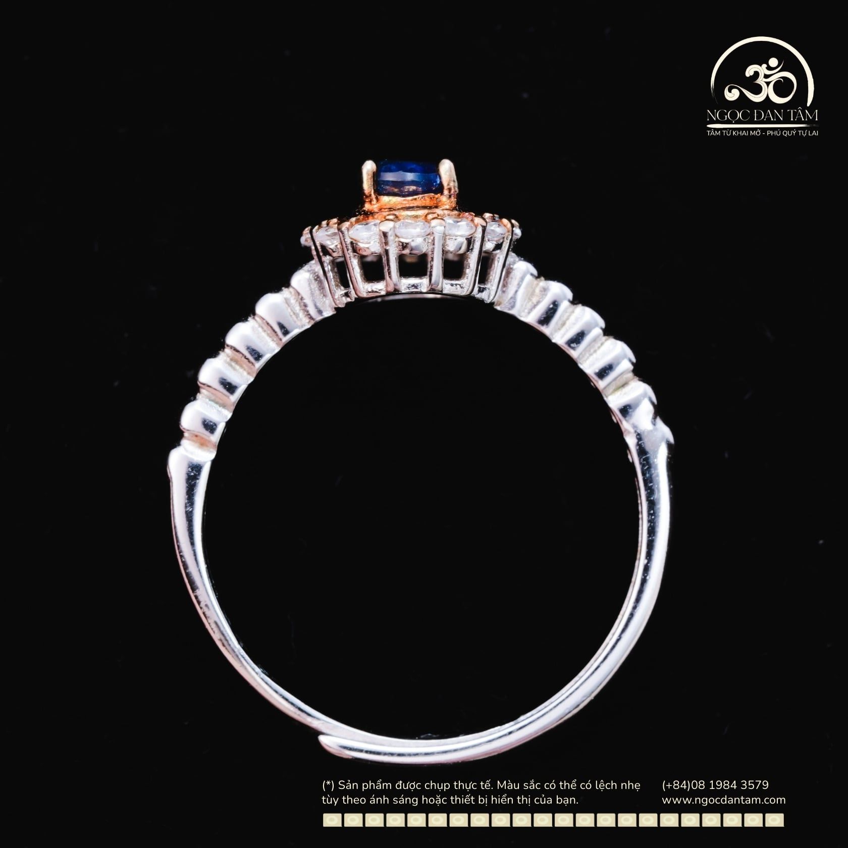  Nhẫn Bạc 925 Đính Đá Sapphire 4x5mm 