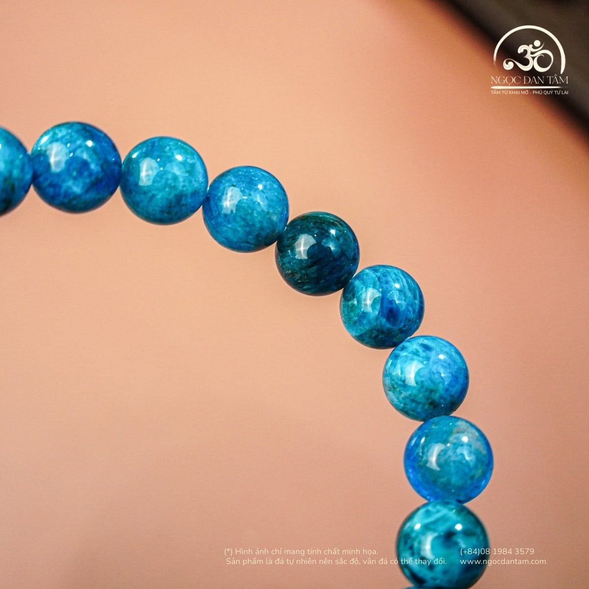  Vòng Tay Ẩn Hải Tâm (Apatite 8mm 2A, Thạch Anh Trắng 8mm 2A & 10mm 2A) 