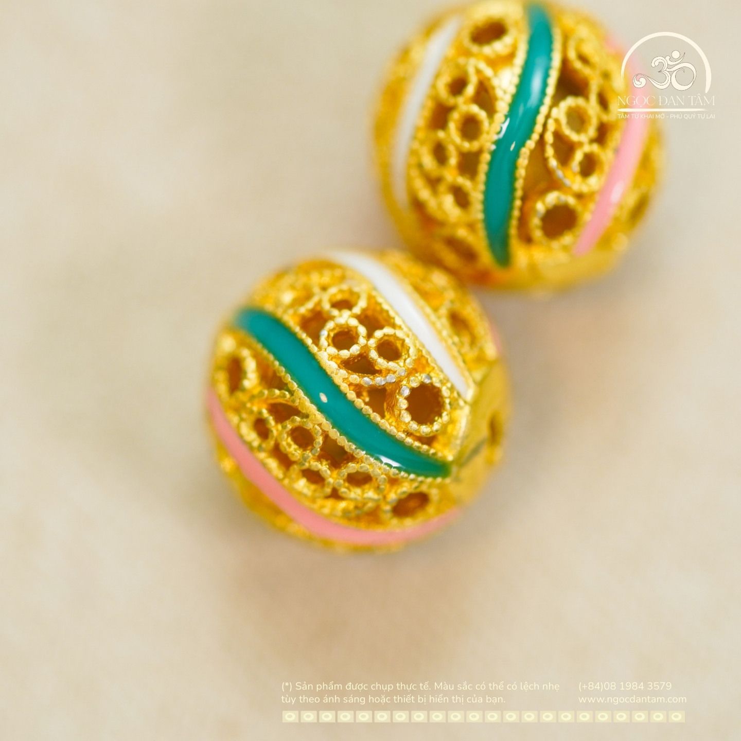  Charm Tròn 3 Màu 9.76mm - Kim Loại Mạ Vàng Cao Cấp 