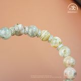  Vòng Tay Đá Mặt Trời Đa Sắc 8mm Phối Charm Mạ Bạc 