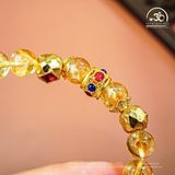  Vòng Tay Đá Thạch Anh Vàng Hoa Bay 8mm 3A Phối Charm Vòng Đính Đá 