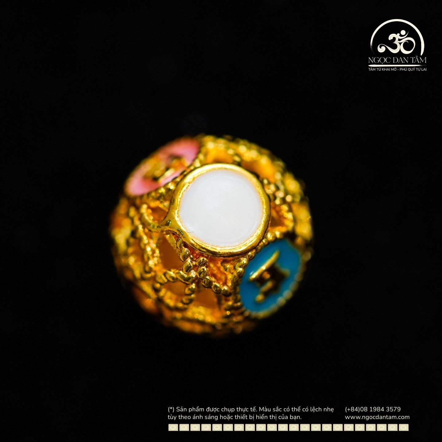  Charm Tròn May Mắn 10.41mm - Kim Loại Mạ Vàng 