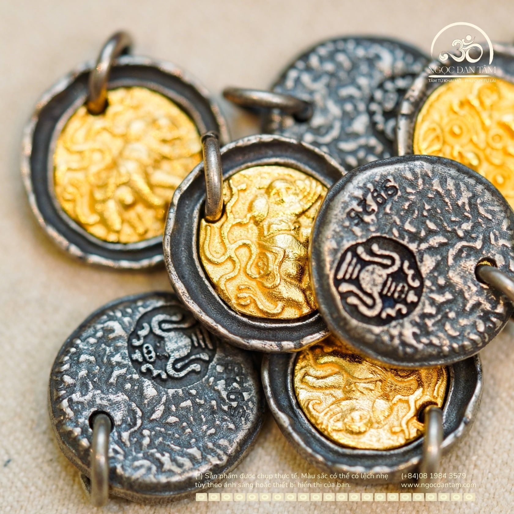  Charm Voi Thần 15,04mm - Bạc 925 Mạ Vàng Cao Cấp 