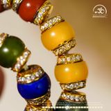  Vòng Tay Đá Ngũ Sắc Viền Pha Lê 