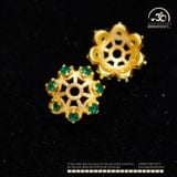  Charm Ốp Hoa Đá Xanh 7,78mm - Charm Kim Loại Mạ Vàng Cao Cấp 