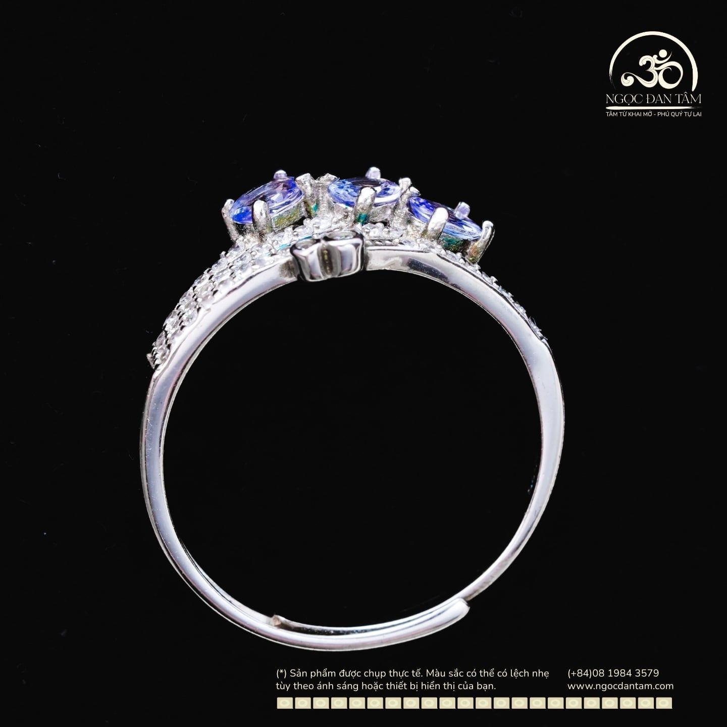  Nhẫn Bạc 925 Đính Đá Tanzanite 3x4mm 