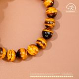  Vòng Tay Mắt Hổ Vàng Nâu 8mm 5A Phối Đá 