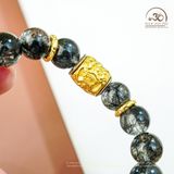  Vòng Tay Thạch Anh Tóc Đen 10mm 8A Phối Charm Lu Thống Tỳ Hưu 