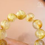  Vòng Tay Thạch Anh Tóc Vàng 11mm 7A Phối Charm Long Quy 