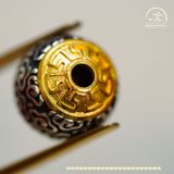  Hạt Tròn Hoa Văn 11,27mm - Bạc Mạ Vàng Cao Cấp 