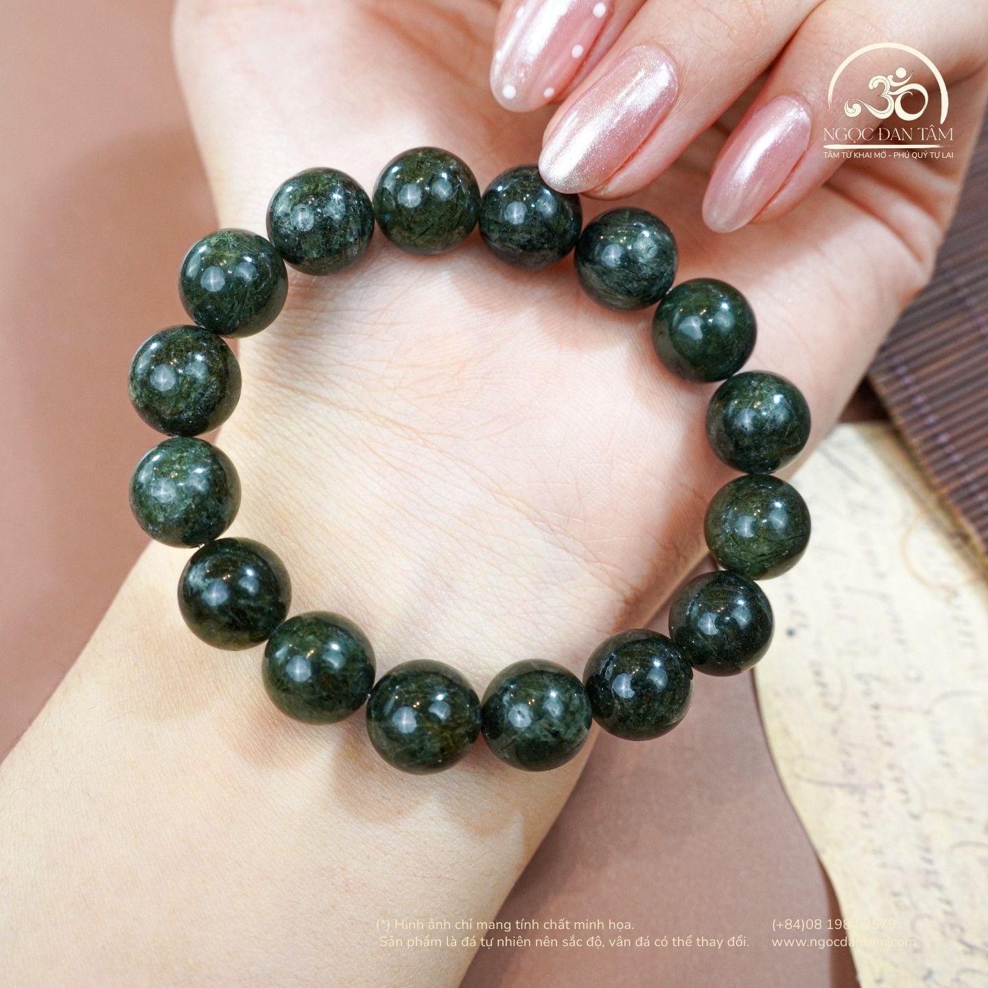  Vòng Tay Đá Thạch Anh Tóc Xanh 3A 11mm 