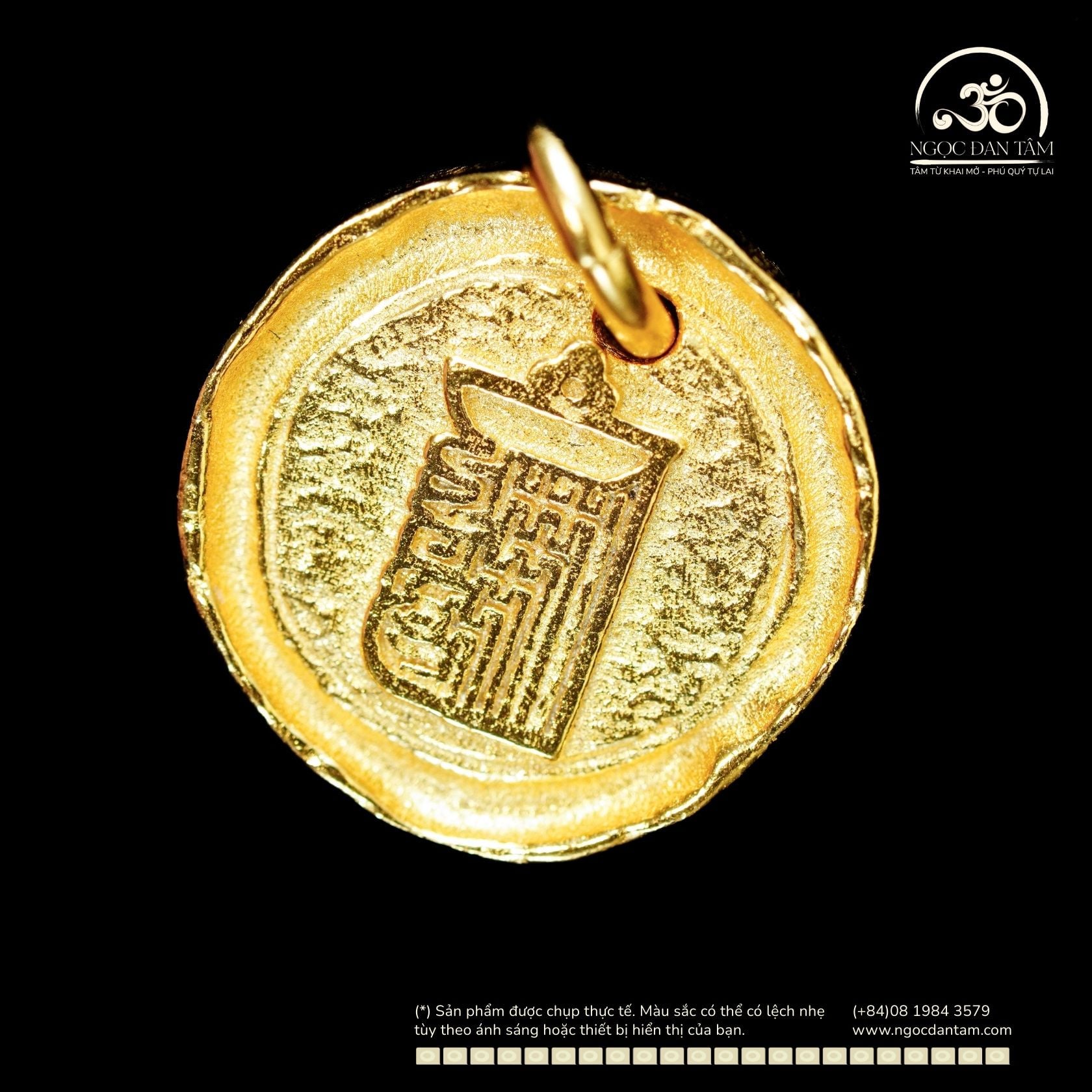  Mặt Dây Chuyền Tròn Đèn Vàng - Bạc 925 Mạ Vàng Cao Cấp 