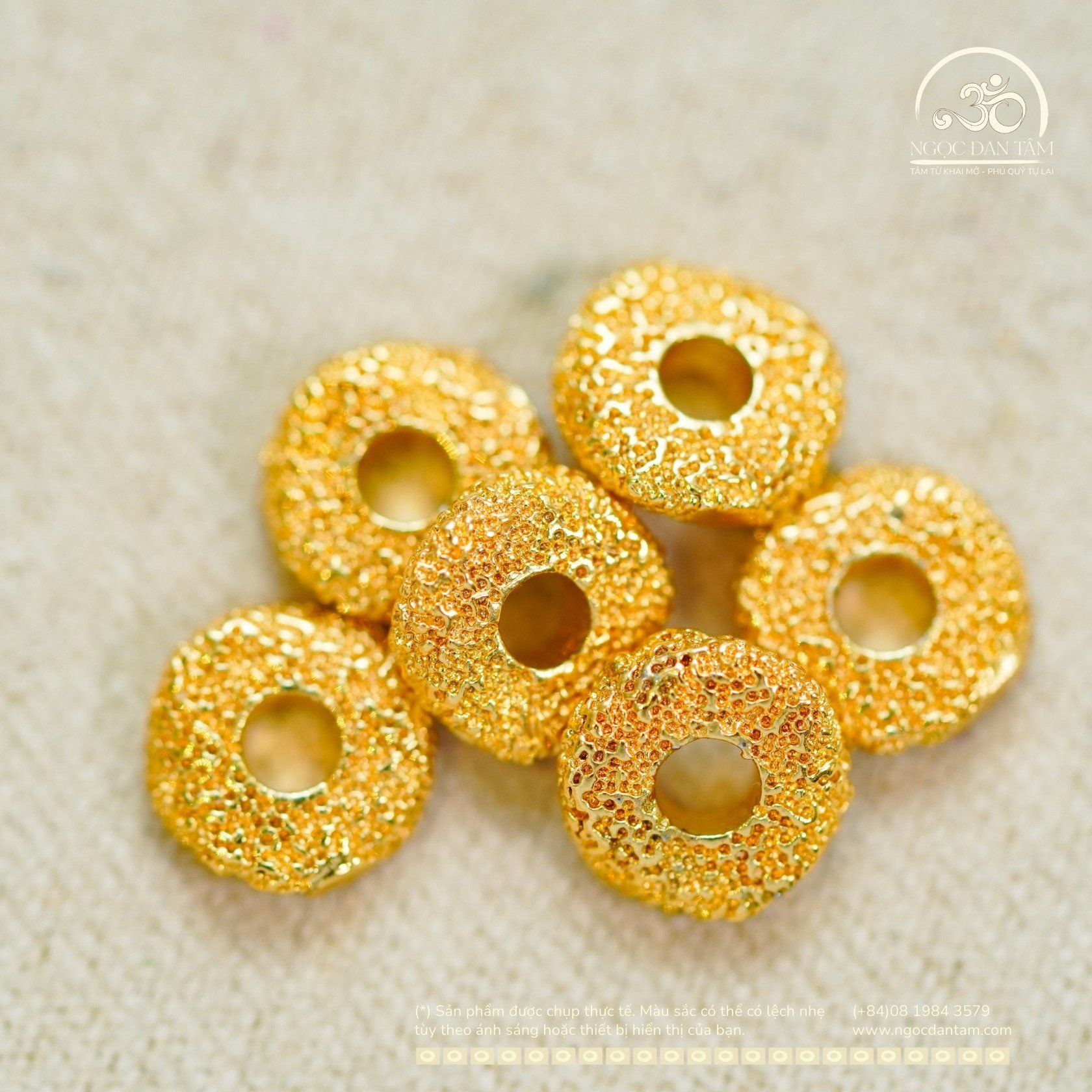  Charm Đệm Mạ Vàng 18k 6,55mm - Kim Loại Mạ Vàng 