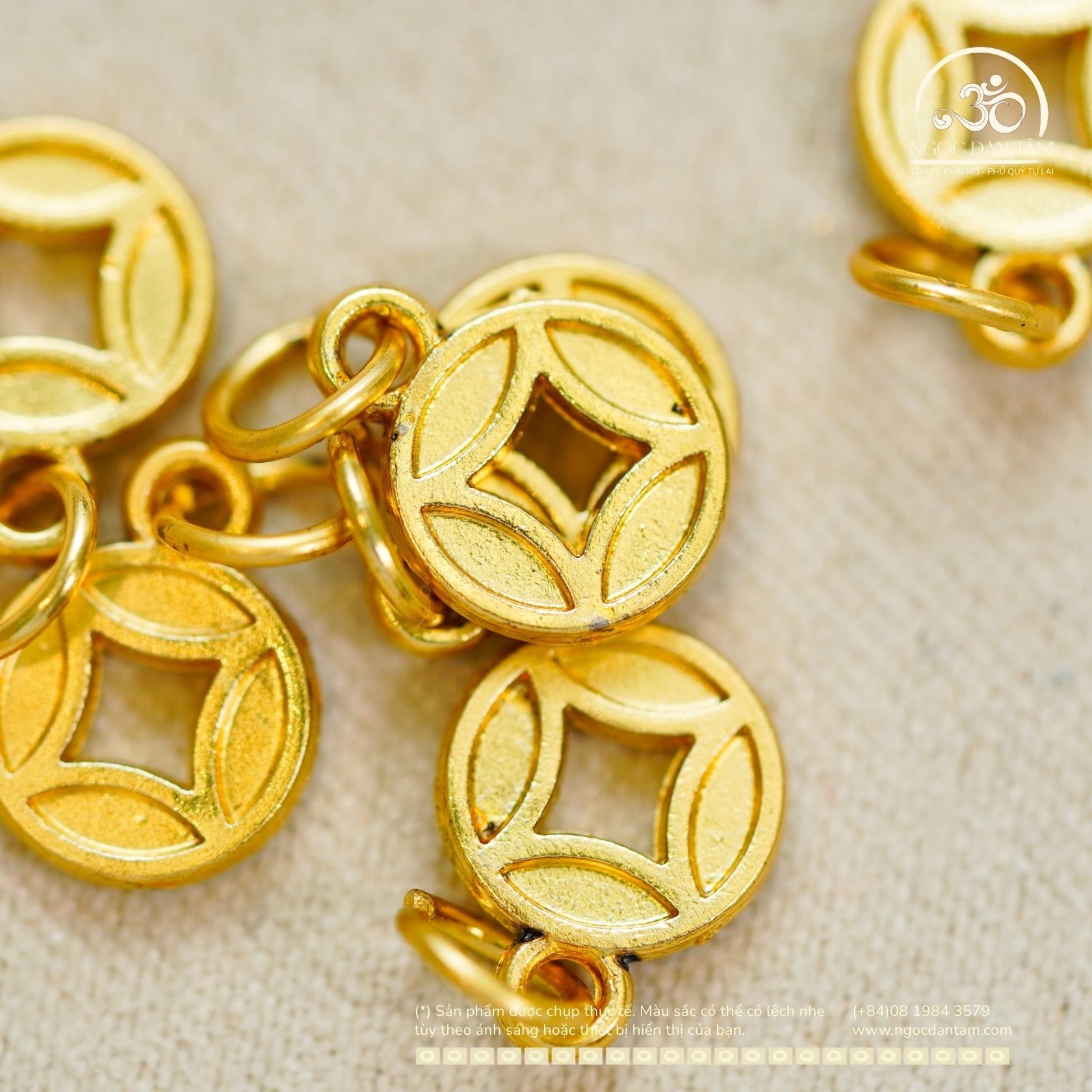  Charm Treo Đồng Tiền 8.02mm - Kim Loại Mạ Vàng Cao Cấp 