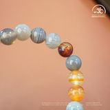  Vòng Tay Mã Não Botswana 2A - 8mm Phối Charm Lu Thống 