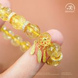  Vòng Tay Thạch Anh Tóc Vàng 10mm 5A Phối Charm Dream Catcher 