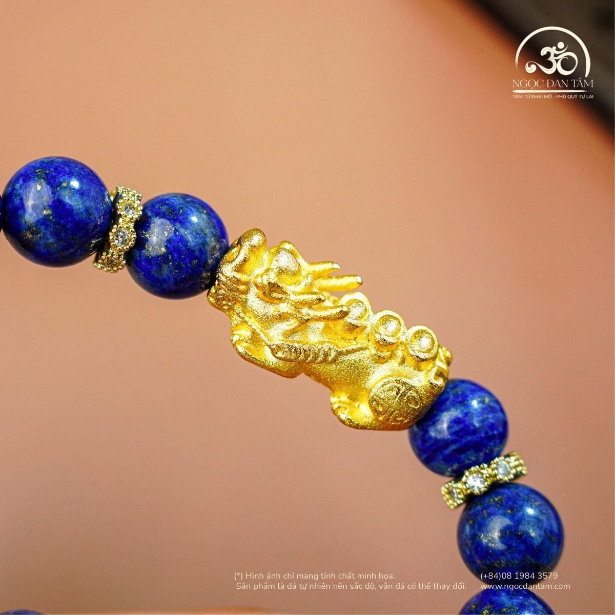  Vòng Tay Ngọc Lưu Ly 10mm 2A Phối Charm Tỳ Hưu 