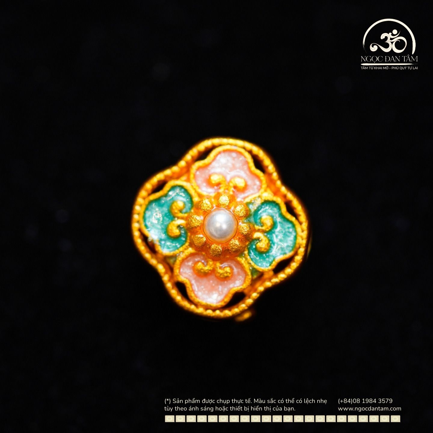  Charm Bướm Đính Ngọc Trai 9,08mm - Kim Loại Mạ Vàng Cao Cấp 