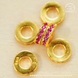  Charm Tròn Dẹp Đỏ 7.77mm - Bạc 925 Mạ Vàng Cao Cấp 