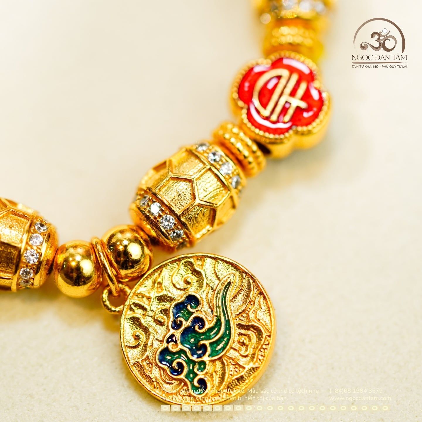  Lắc Tay Bạc Mạ Vàng Mai Rùa Cát Tường 