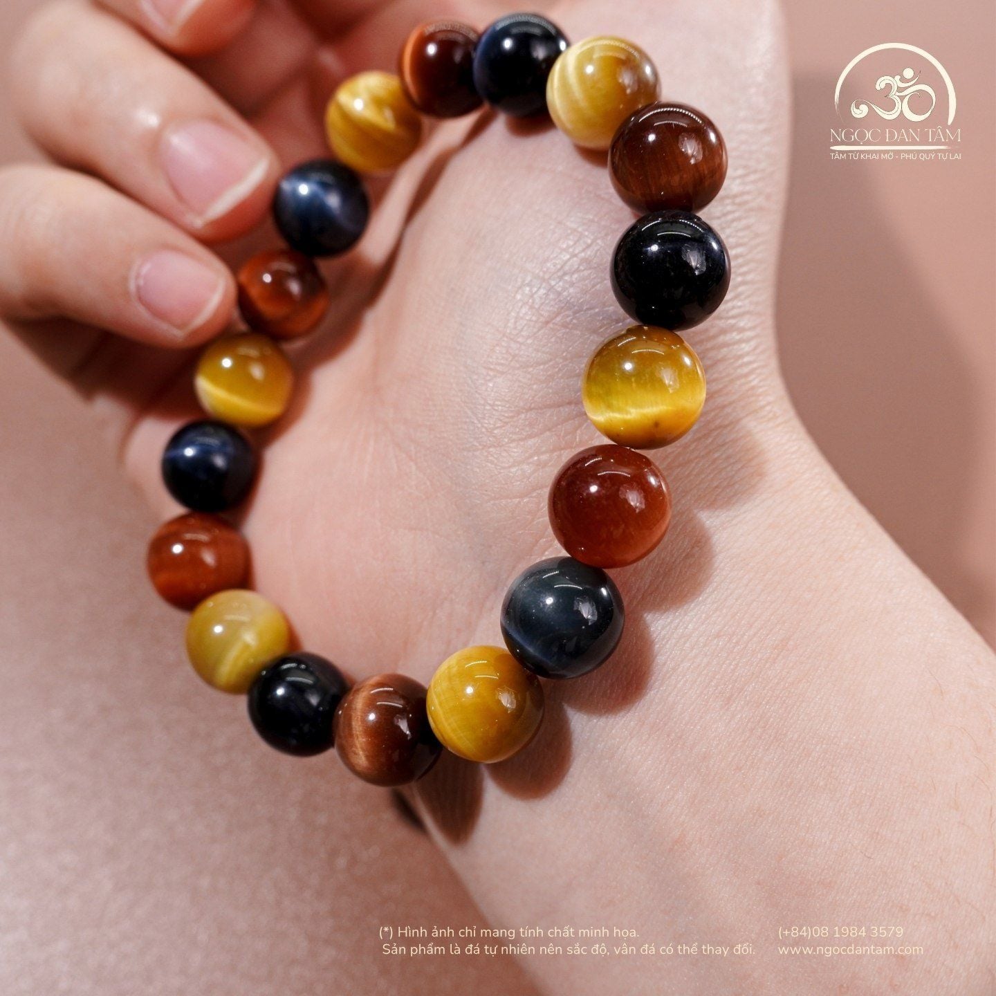  Vòng Tay Mắt Hổ Tam Tài 10mm 5A 