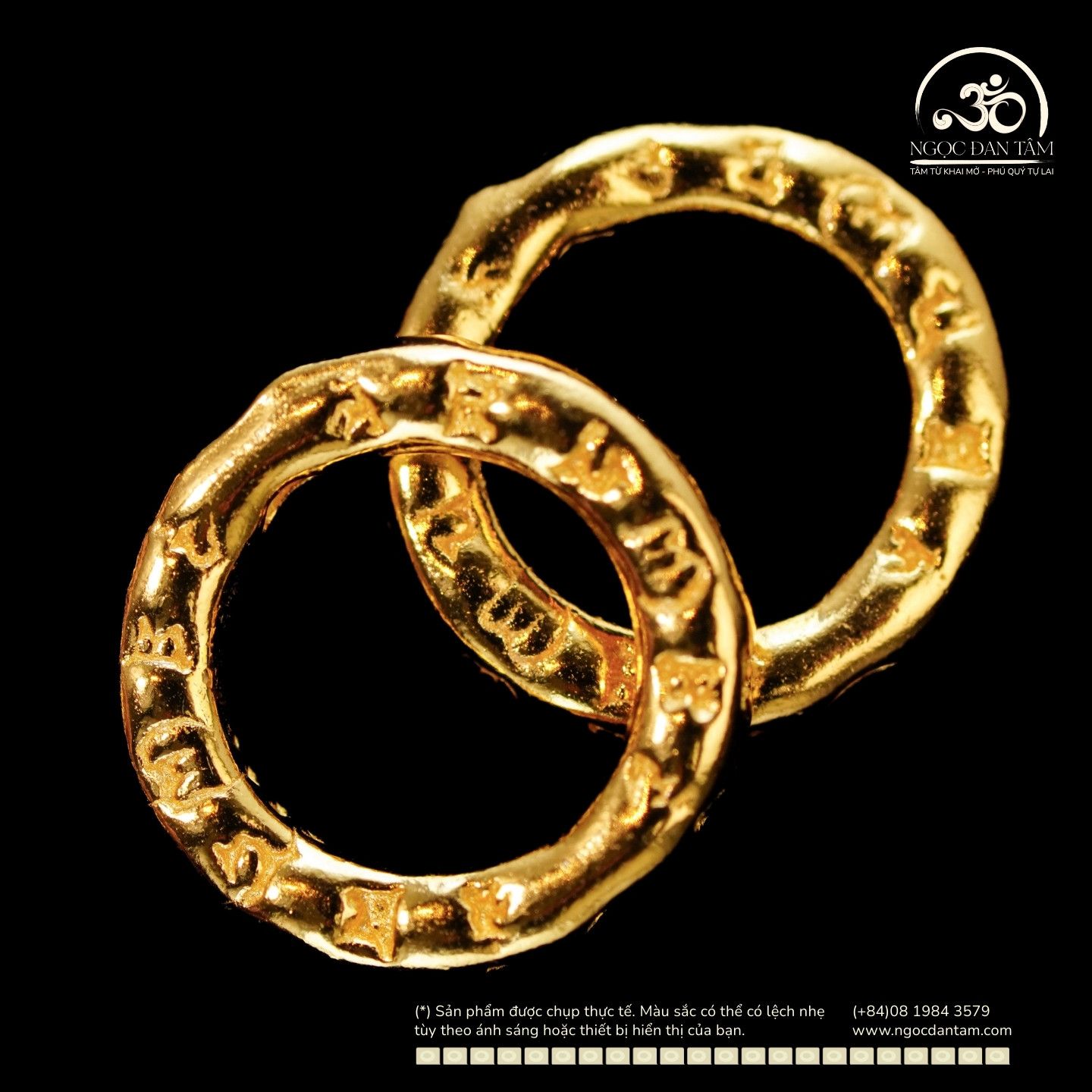  Charm Tròn Khắc Chữ Xỏ Ngang 9.55mm - Bạc 925 Mạ Vàng Cao Cấp 