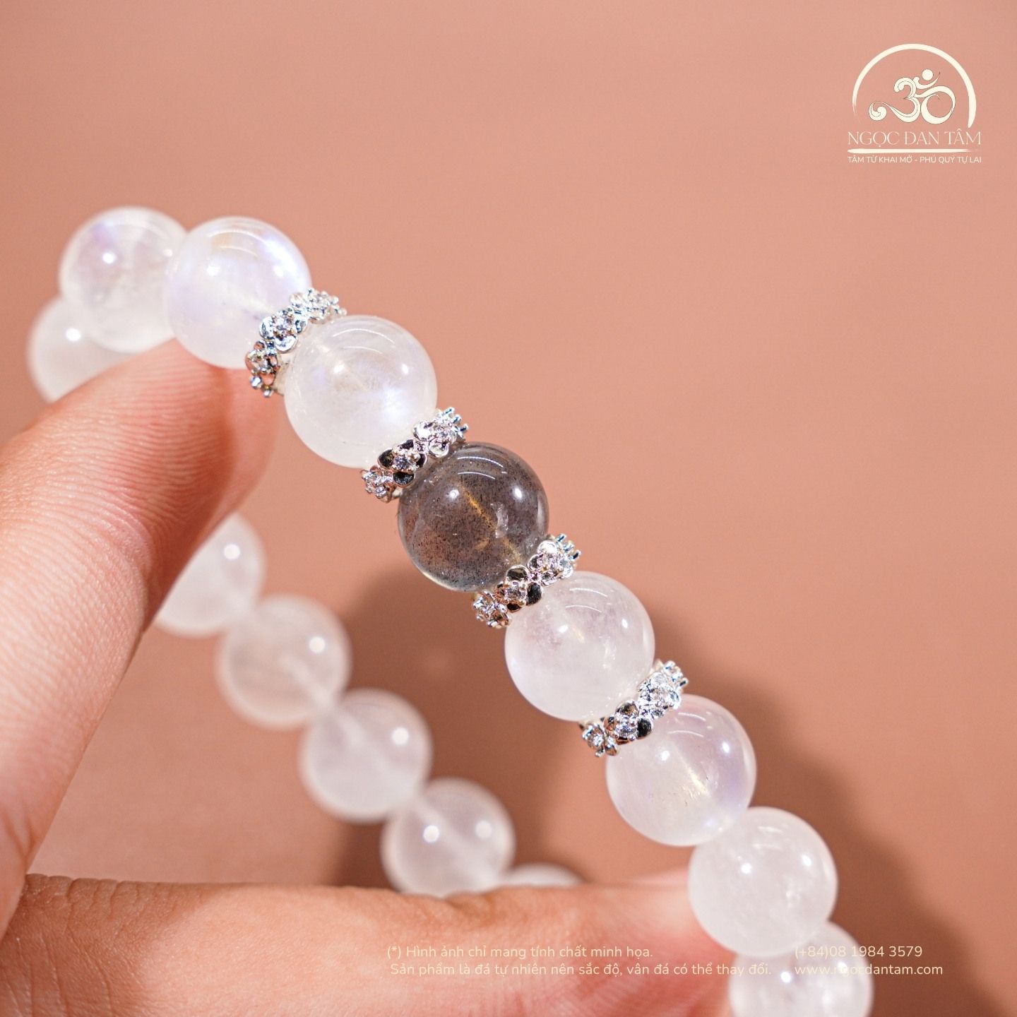  Vòng Tay Mặt Trăng 10mm 5A Phối Xà Cừ 10mm 5A 