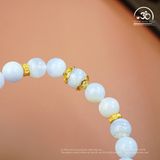  Vòng Tay Đá Mã Não Xanh Lace 8mm 3A Phối Charm Đệm 