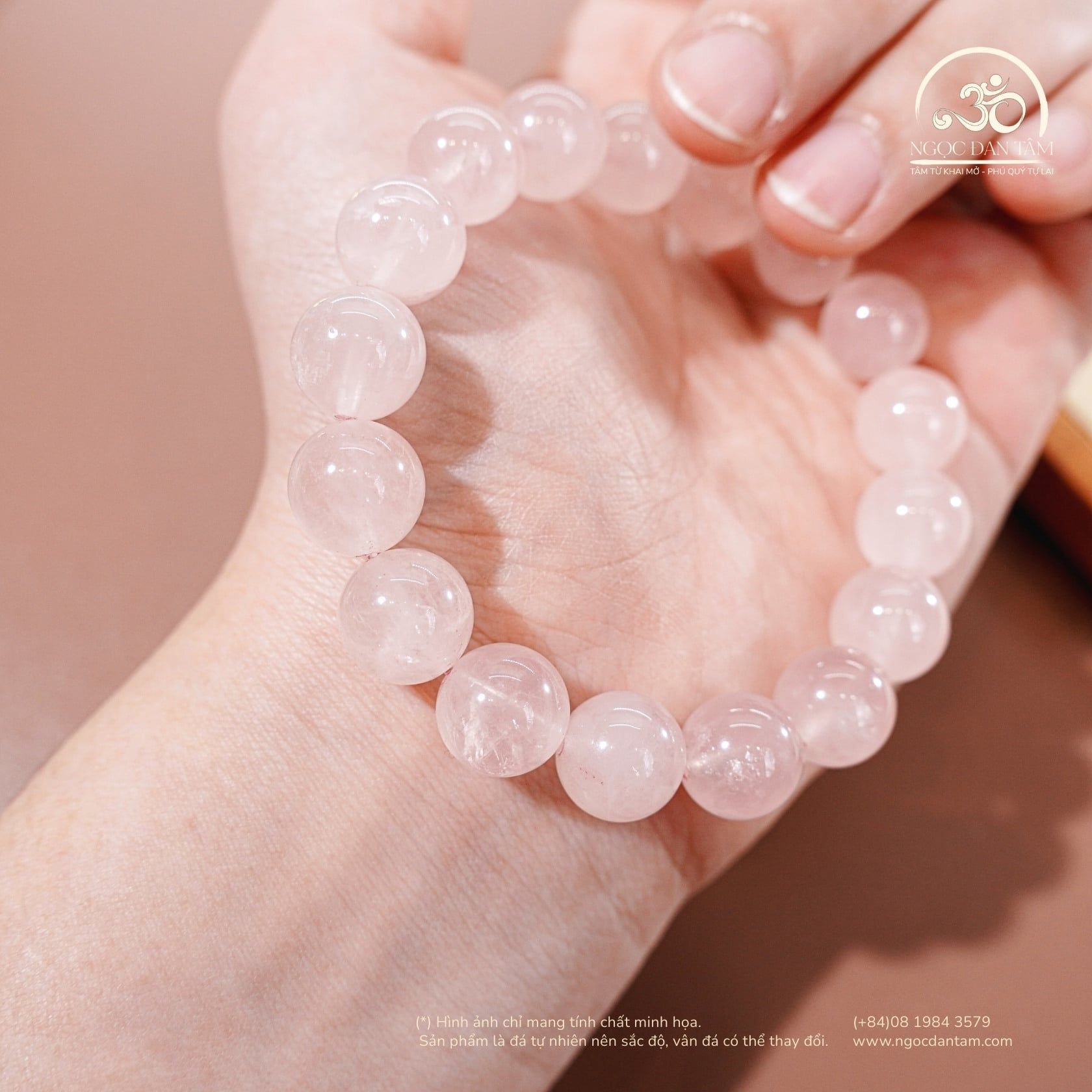  Vòng Tay Đá Thạch Anh Hồng Trong 10mm 2A 