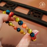  Vòng Tay Đá Mắt Hổ Tam Tài 8mm 5A Phối Charm 