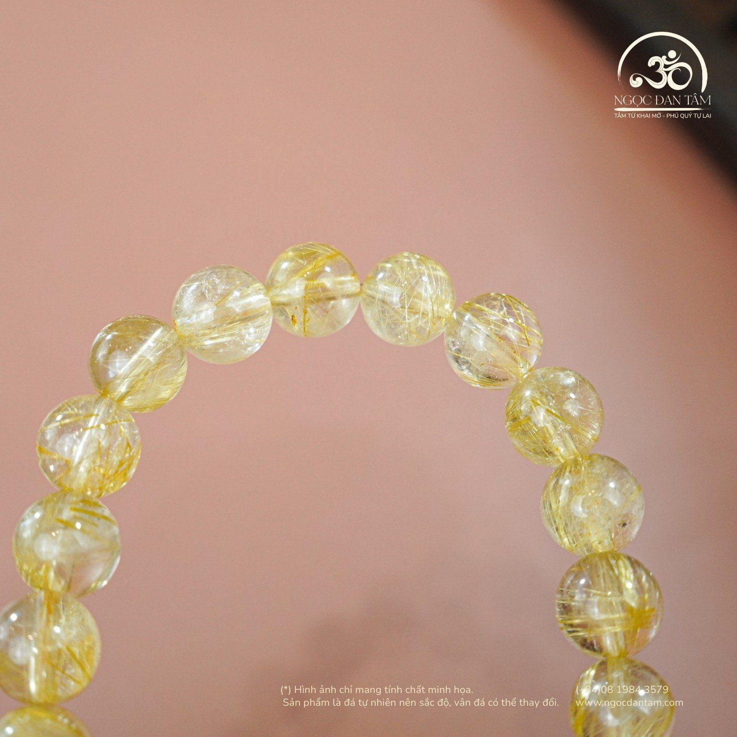  Vòng Tay Đá Thạch Anh Tóc Vàng 8mm 7A 