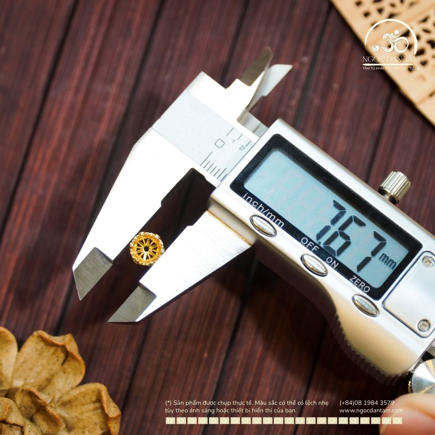  Charm Ốp Đệm Đính Đá 7,67mm - Kim Loại Mạ Vàng Cao Cấp 