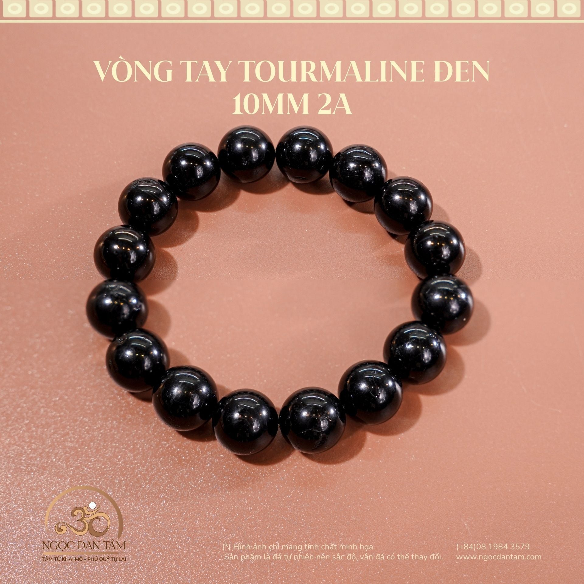 Vòng Tay Tourmaline Đen 10mm 2A 