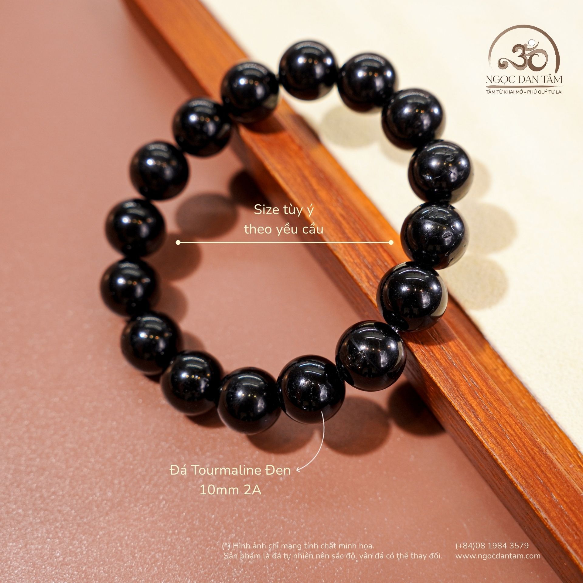  Vòng Tay Tourmaline Đen 10mm 2A 