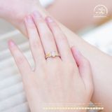  Nhẫn Bạc 925 Đính Đá Opal Viền Vàng 6x8mm 