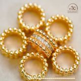  Charm Vòng Cườm Đính Đá 10,19mm - Kim Loại Mạ Vàng Cao Cấp 