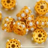  Charm Hoa bạc mạ vàng 8,86mm - Bạc 925 Mạ Vàng Cao 