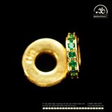  Charm Tròn Dẹp Xanh Lá 7.86mm - Bạc 925 Mạ Vàng Cao Cấp 