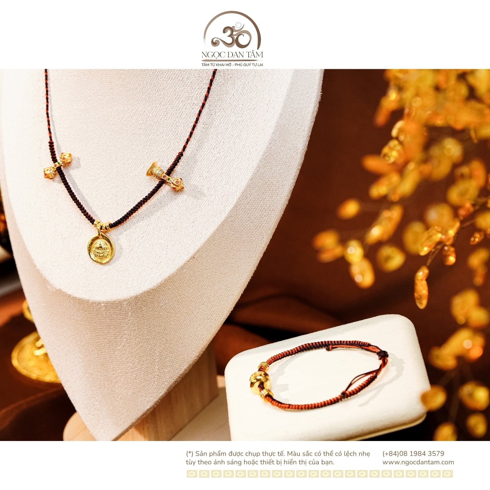  Vòng Tay + Vòng Cổ Thắt Dây Charm Chùy Kim Cang Phối Charm Zambala 