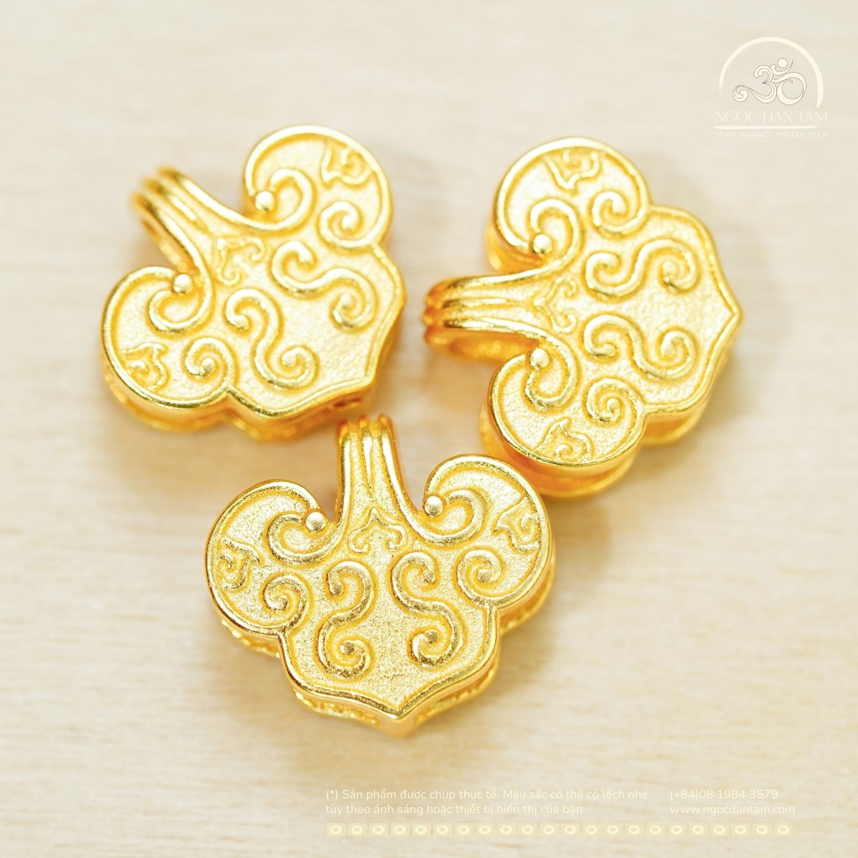  Charm Mây Đôi 11mm - Bạc 925 Mạ Vàng Cao 