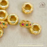  Charm Tròn Dẹp Đính Đá 6mm - Kim Loại Mạ Vàng Cao Cấp 