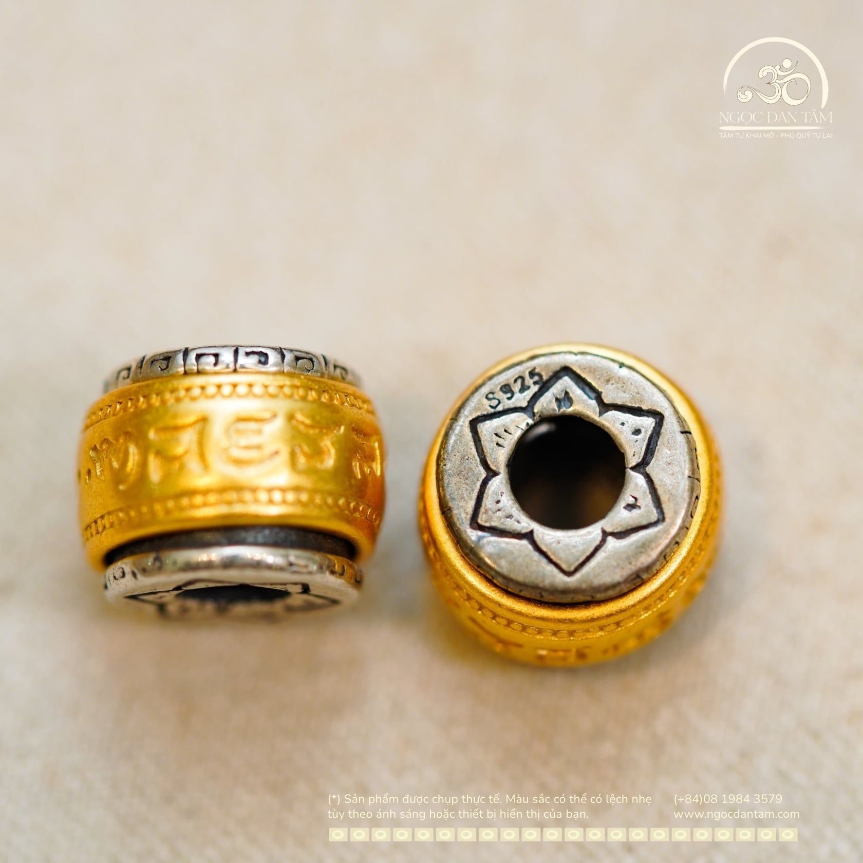  Charm Hạt Trống Chú Om - Bạc 925 Mạ Vàng Cao Cấp 