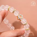  Vòng Tay Thạch Anh Hồng Sao 9mm 6A Phối Charm 