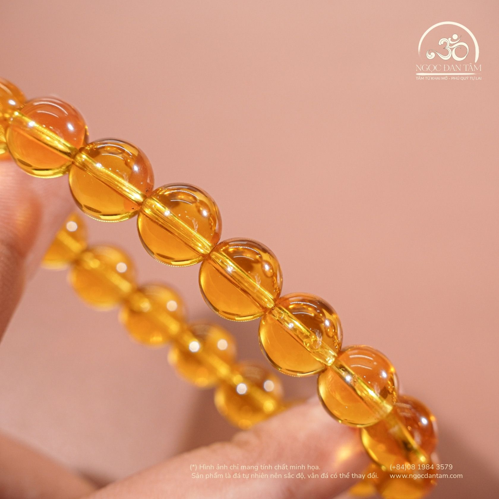  Vòng Tay Thạch Anh Vàng 9mm 5A 