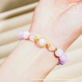  Vòng Tay Thạch anh Tím Lavender 10mm 3A Phối Charm Bọc Đá 