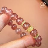  Vòng Tay Đá Thạch Anh Dâu Tây 10mm 2A Phối Charm 
