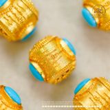  Charm Trụ Đá Xanh 9.73mm  - Kim Loại Mạ Vàng Cao Cấp 