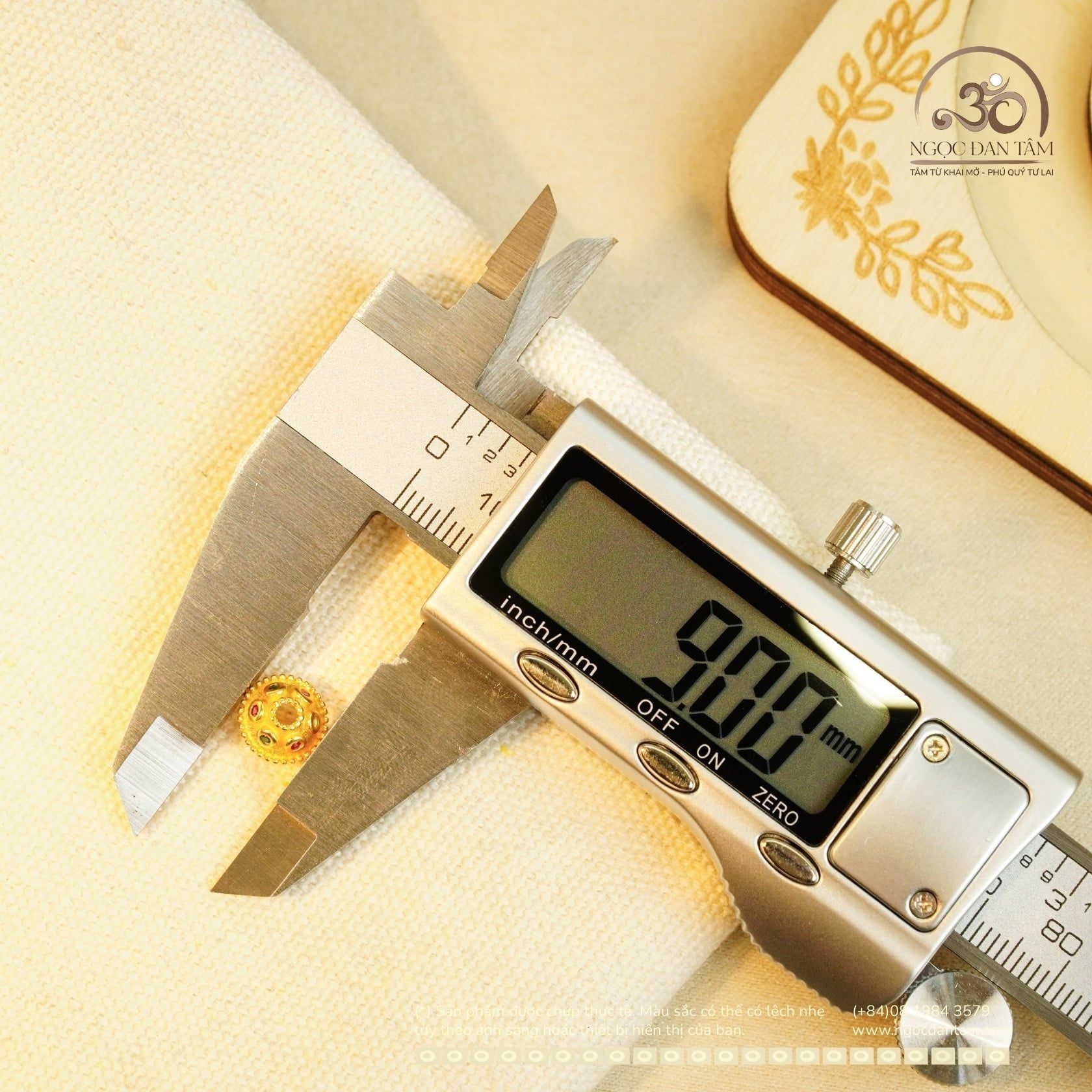  Charm Ốp Màu Đính Đá 9mm - Bạc 925 Mạ Vàng Cao Cấp 