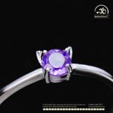  Nhẫn Bạc 925 Đính Đá Thạch Anh Tím 4mm 