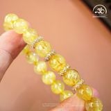  Vòng Tay Thạch Anh Tóc Vàng 9mm 7A Phối Charm Mạ Vàng 